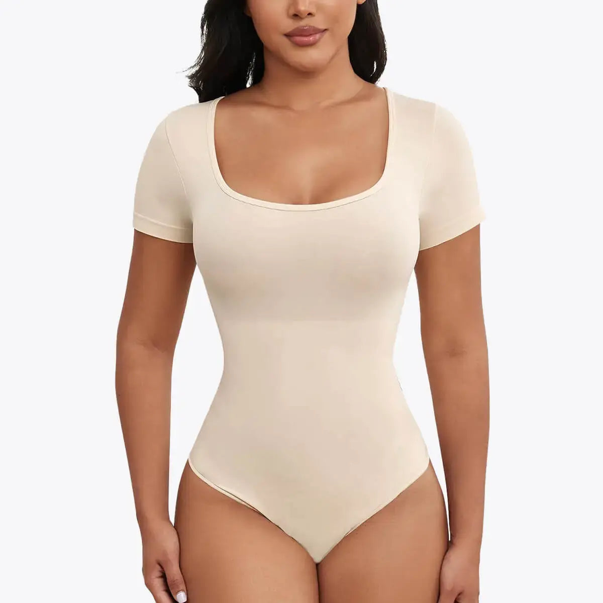 Bodysuit Modelator Tanga cu Mâneci Scurte Belinia – Decolteu Rotund