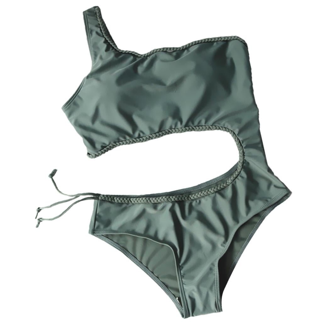 Costum de Baie One Shoulder – Design Sport Elegant – Verde