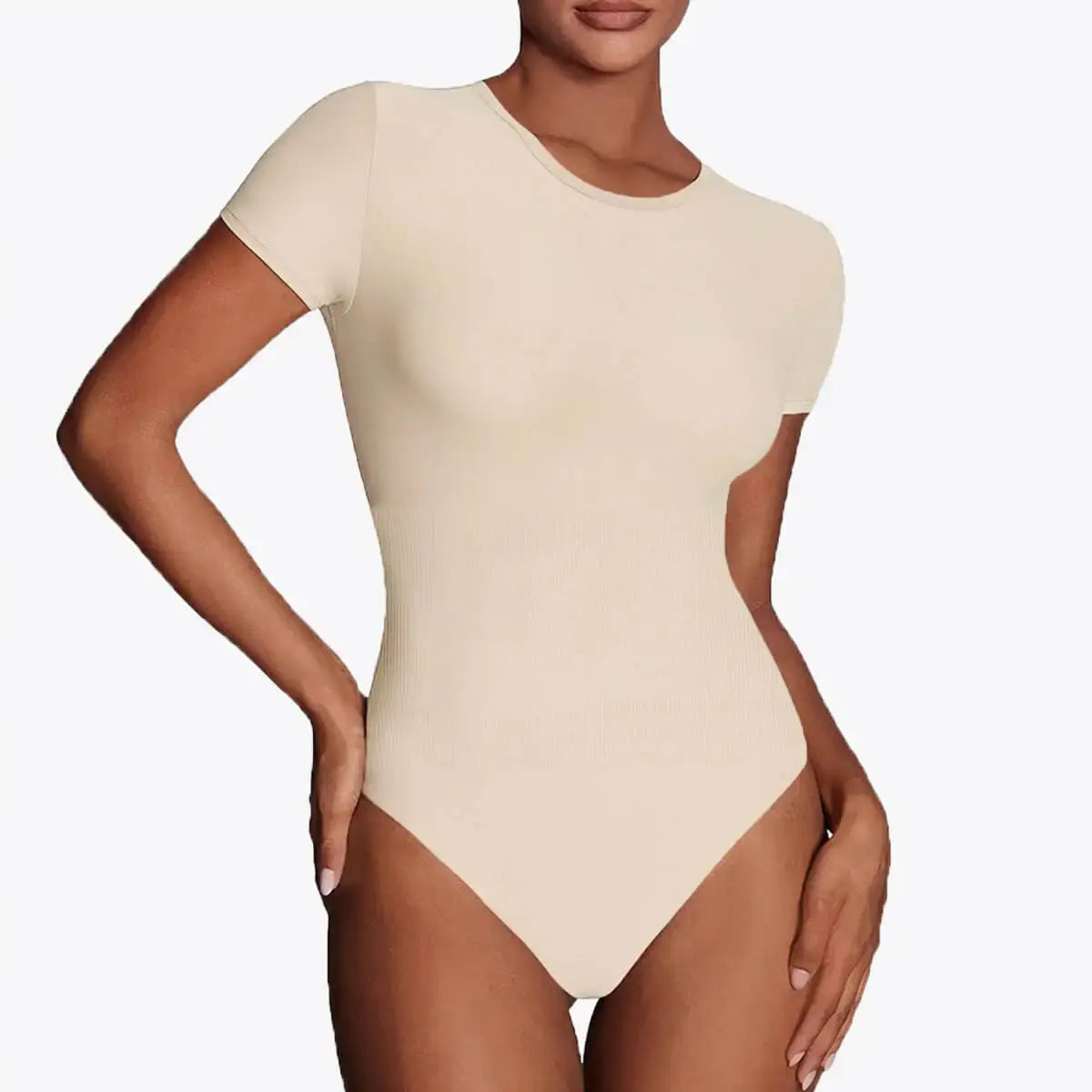 Bodysuit Modelator Tanga cu Mâneci Scurte Belinia – Guler Crew