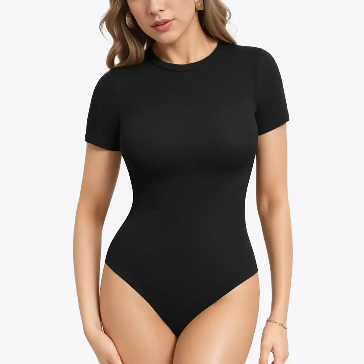 Bodysuit Modelator Tanga cu Mâneci Scurte Belinia – Guler Crew
