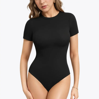 Bodysuit Modelator Tanga cu Mâneci Scurte Belinia – Guler Crew