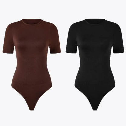 Bodysuit Modelator Tanga cu Mâneci Scurte Belinia – Guler Crew