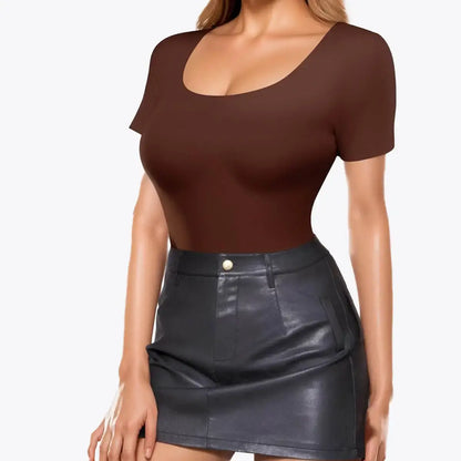 Bodysuit Modelator Tanga cu Mâneci Scurte Belinia – Decolteu Rotund