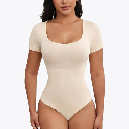 Bodysuit Modelator Tanga cu Mâneci Scurte Belinia – Decolteu Rotund