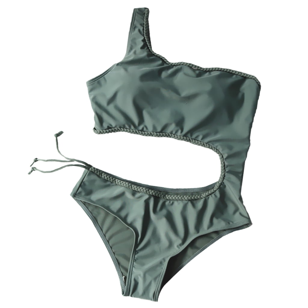 Costum de Baie One Shoulder – Design Sport Elegant – Verde