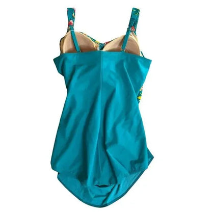 Costum de Baie Plus Size cu Fustă – SlenderSuit DDD-Cup, Negru Albastru